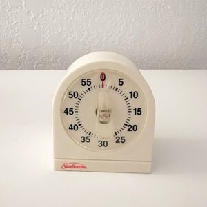 Vintage Sunbeam Kitchen Timer Clean, Works Great! w/ Magnifier Made In USA